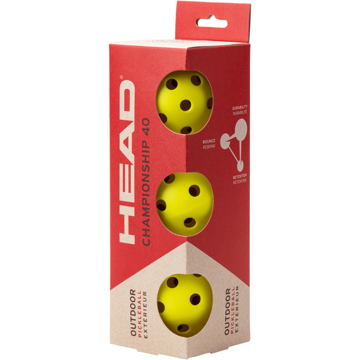Pack of 3 pickleball balls HEAD championship 40 Pack of 3 pickleball balls HEAD championship 40