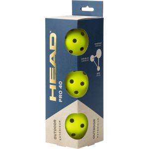 Pack of 3 pickleball balls HEAD pro 40