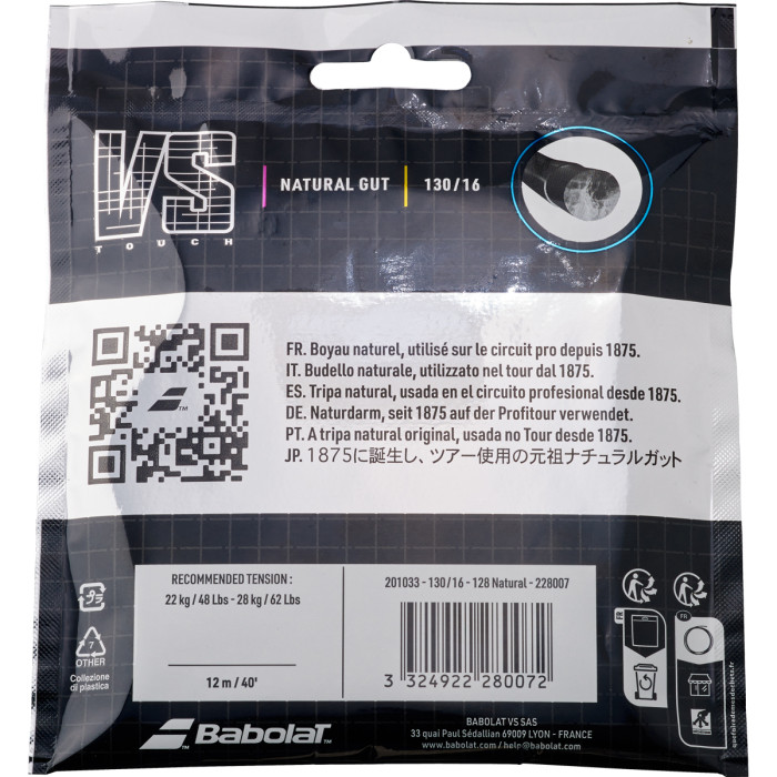 Cordage BABOLAT boyau naturel vs touch 150 years (12 metres) Cordage BABOLAT boyau naturel vs touch 150 years (12 metres)